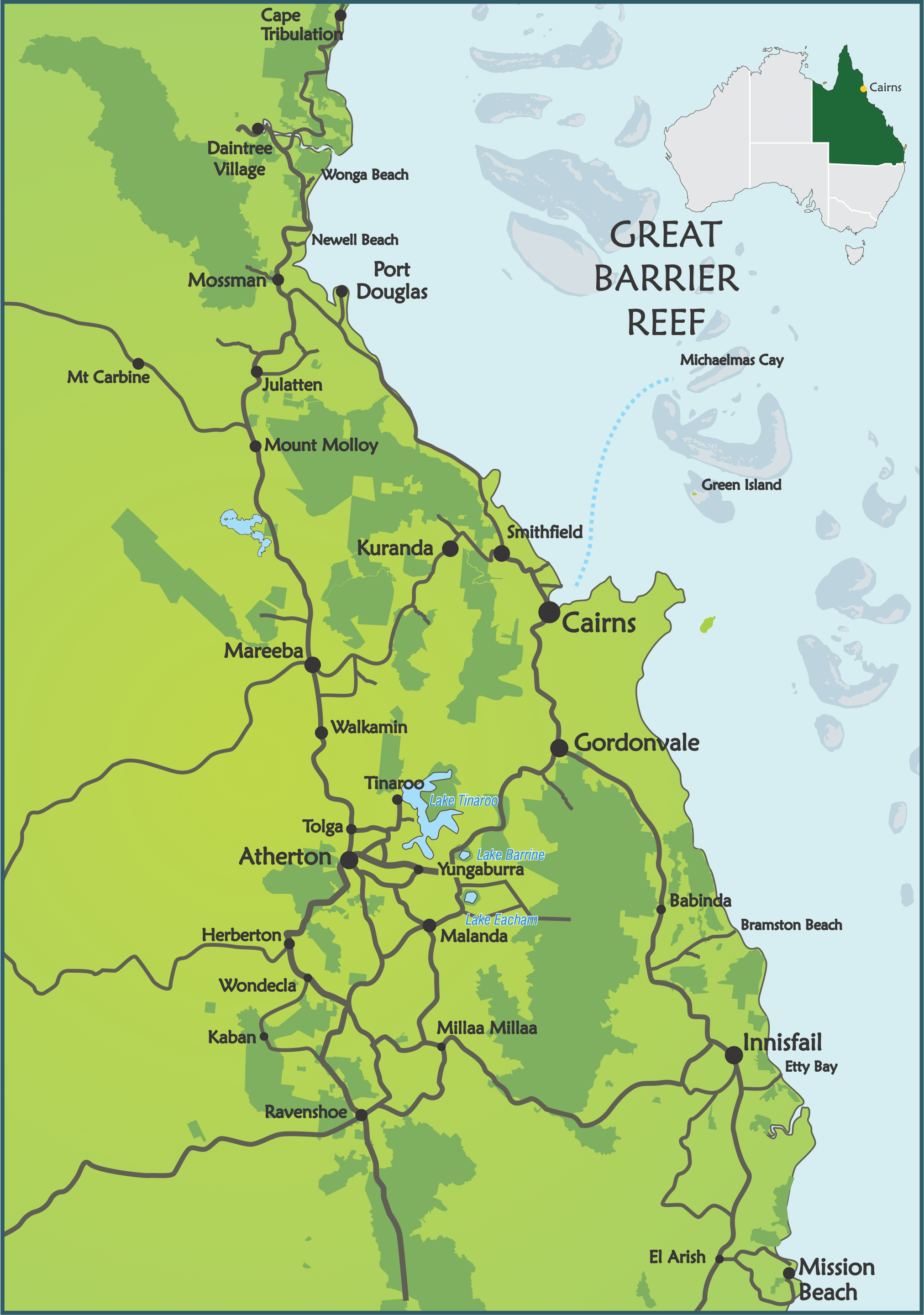 Northern Rivers Qld Map Regions | Bird Trails Tropical North Queensland